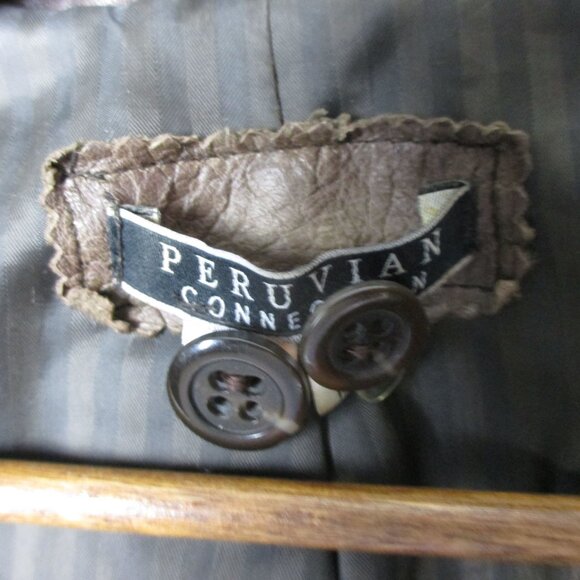 Peruvian Connection100% Sheep Leather Brown Moto Newbury Jacket Size 10 Luxury - Picture 8 of 13